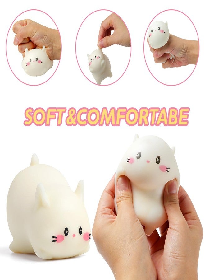 AiSiXin Cat Stress Balls, Cute Cat Squishy Toys for Kids and Adults, Stress Relief Sensory Toys (White), Fidget Toys Squishy Suitable Boys Girls, Animal Dough Squishies Squeeze Toys, Party Favors for Kids - Image 2
